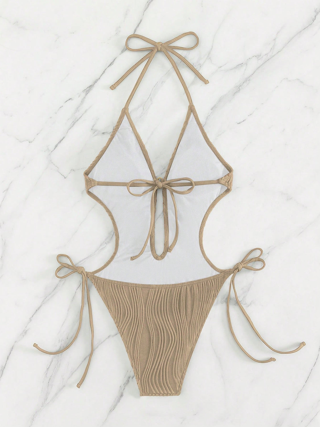 Ivyshape | Textured Cutout Tied One-Piece Swimwear