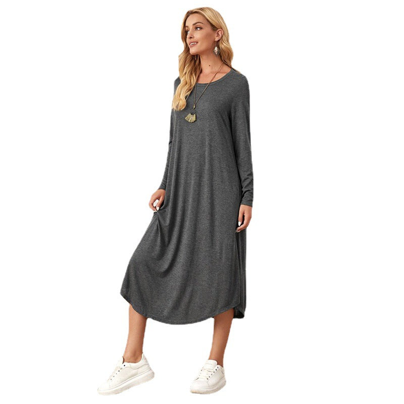 Ivyshape | Solid Color Casual Long Sleeve Dress