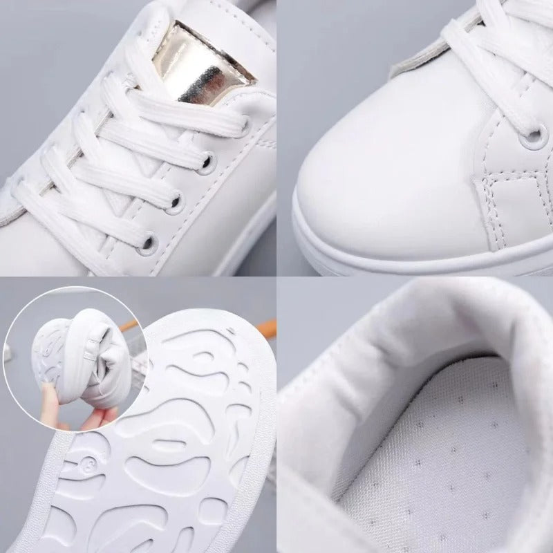 Fashionable White Embroidered Sneakers for Women