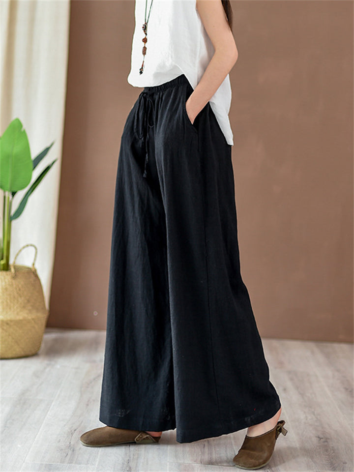 Women's Summer Comfortable Linen Yoga Wide Leg Pants