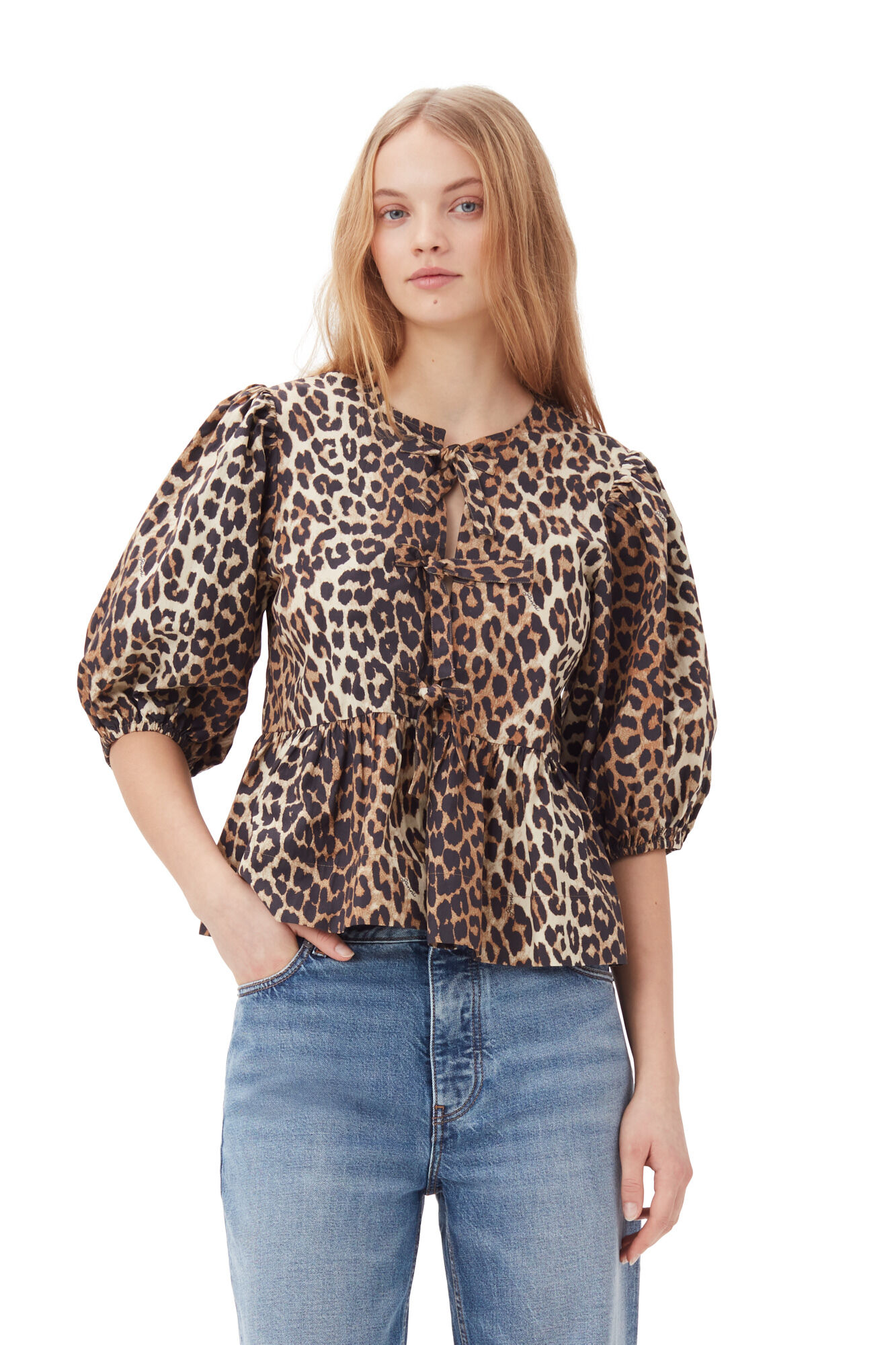 Ivyshape | Women's Puff Sleeves Blouse Flowy