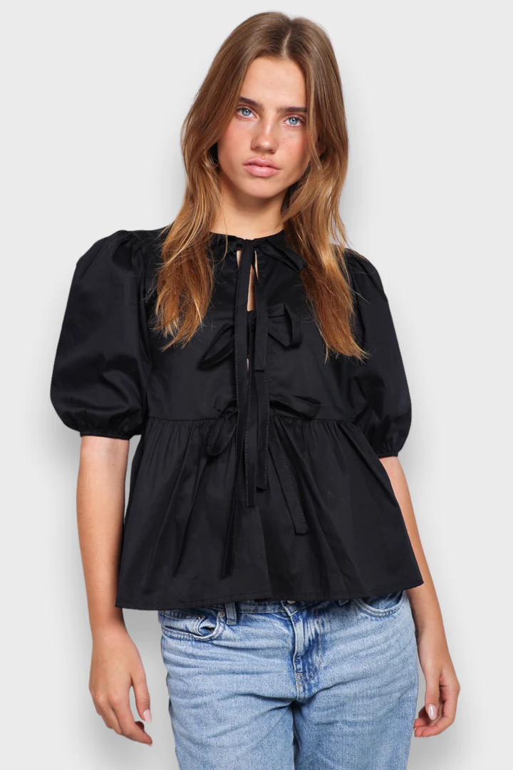 Ivyshape | Women's Puff Sleeves Blouse Flowy