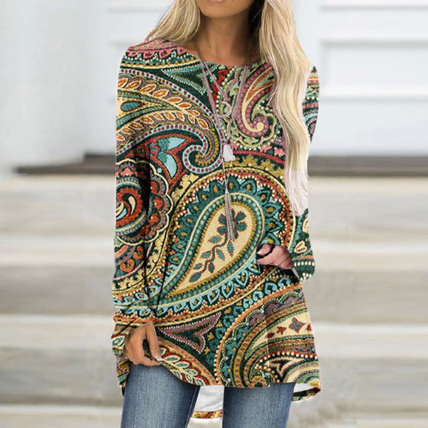 Ivyshape | Bohemian Print Sweater