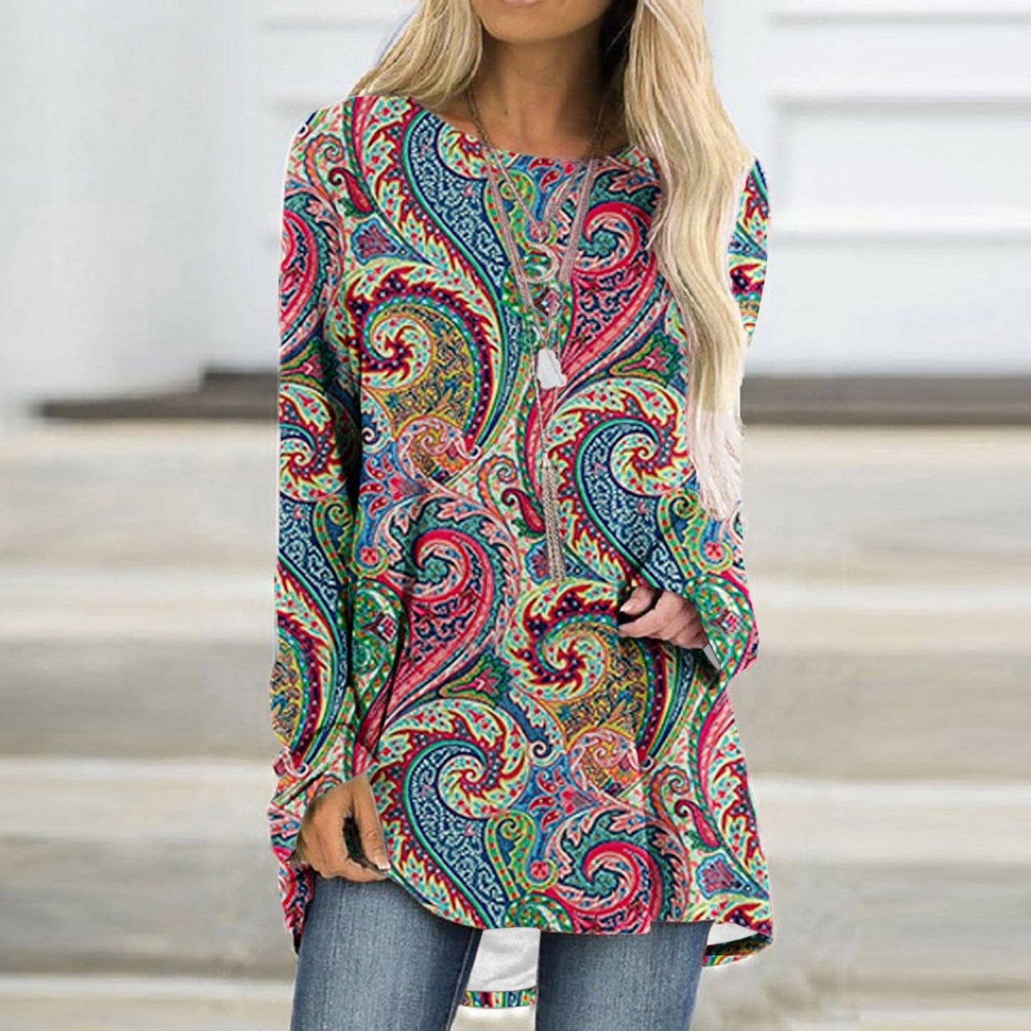 Ivyshape | Bohemian Print Sweater