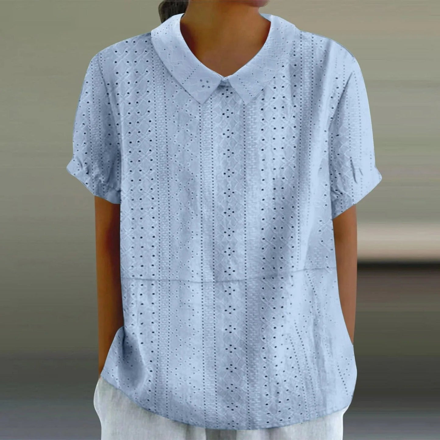 Elegant Short-Sleeve Button-Up Blouse for Women