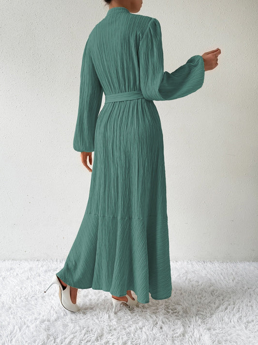 Ivyshape | Tie Waist Long Sleeve Dress