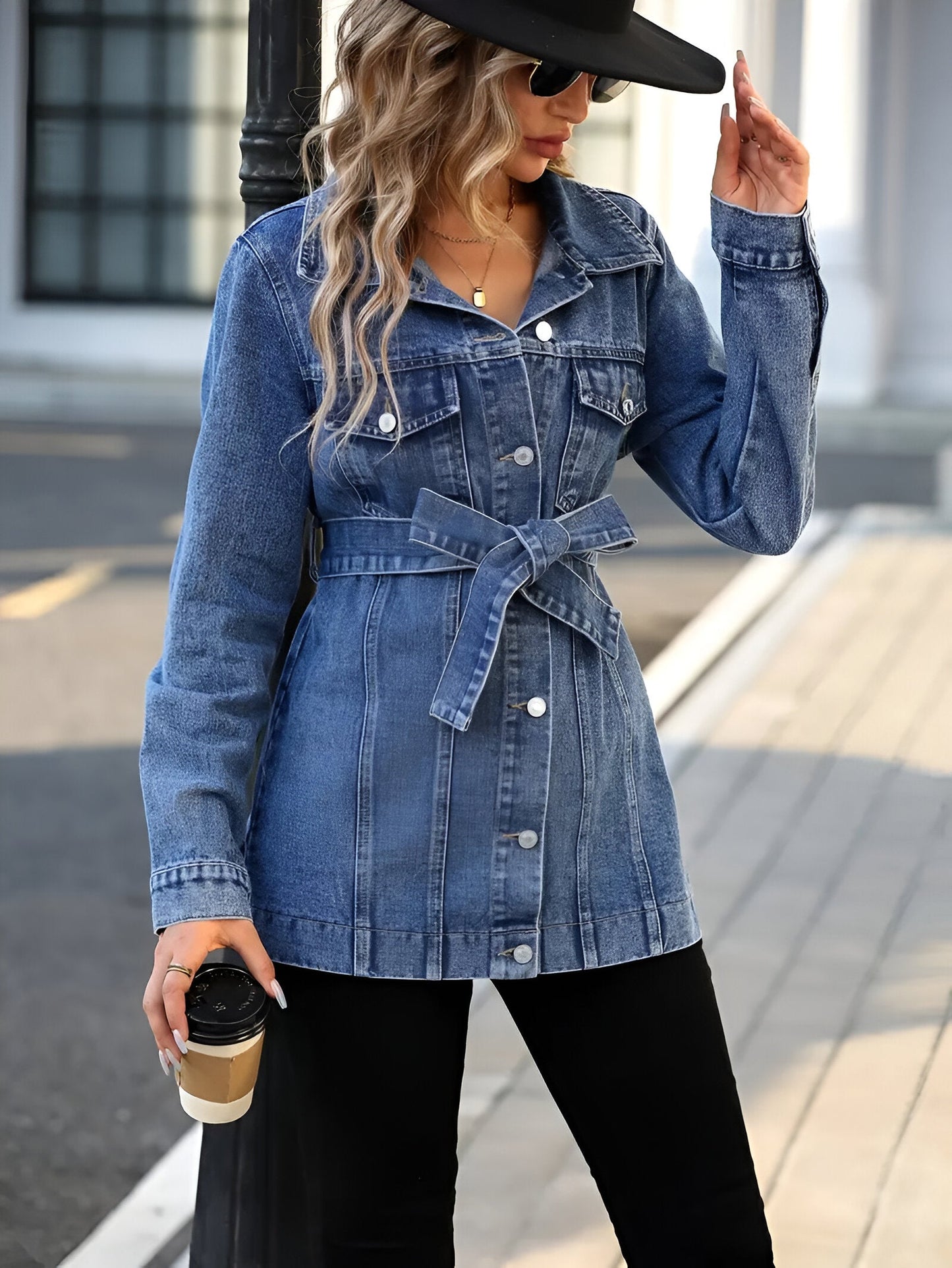 Ivyshape | Trendy Jeans Jacket With Shoulder Straps