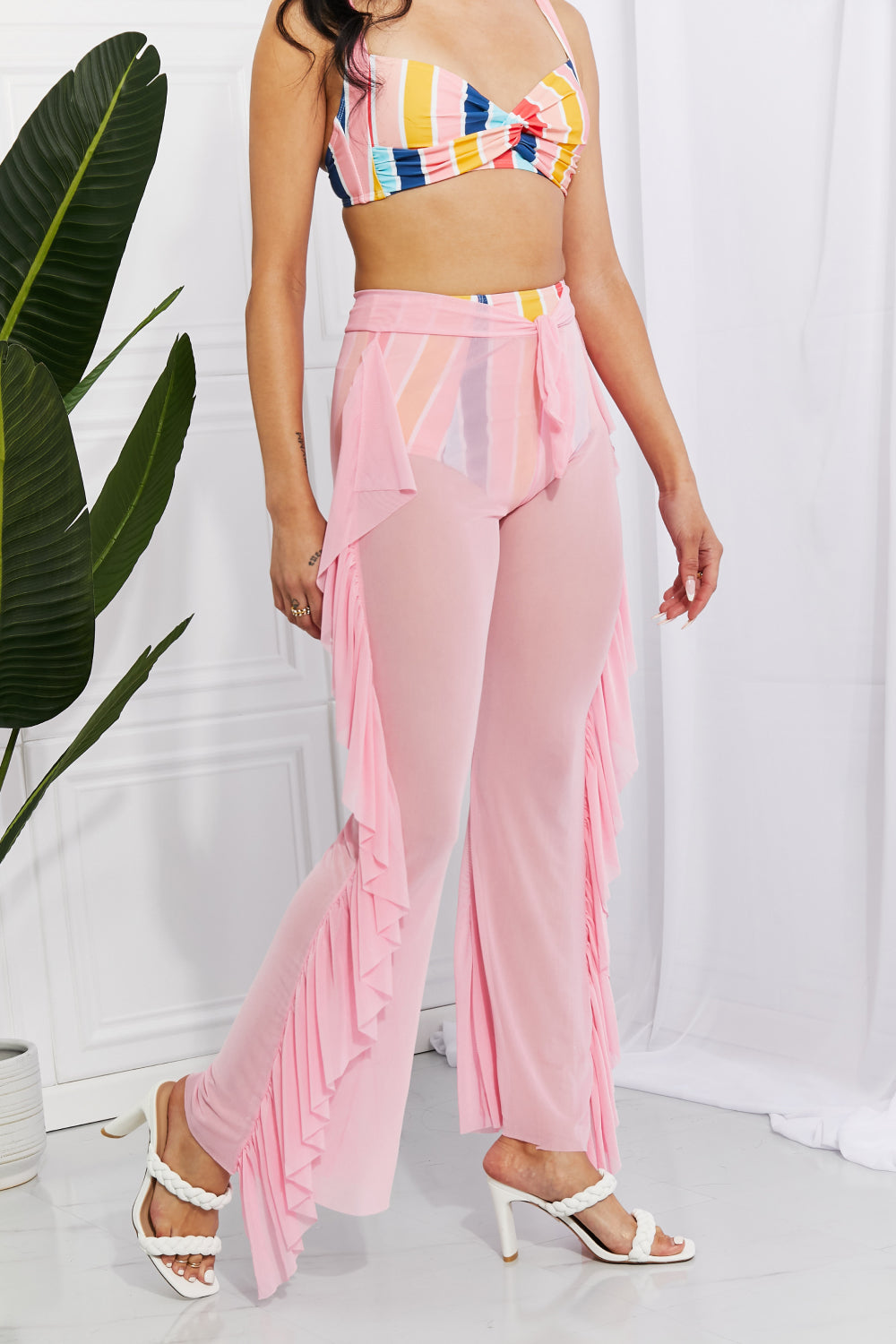 Ivyshape | West Swim Bring Me To The Beach Mesh Ruffle Cover-Up Pants