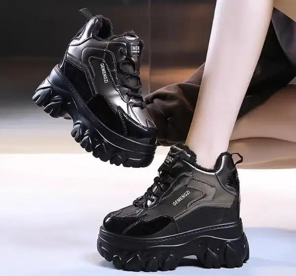 Chunky Lace-Up Platform Boots for Women