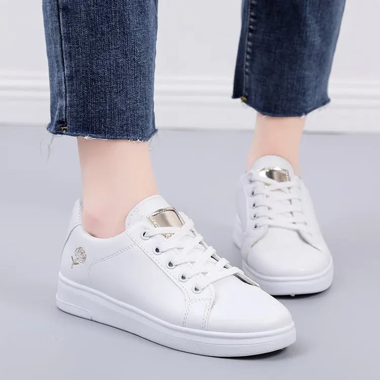 Fashionable White Embroidered Sneakers for Women