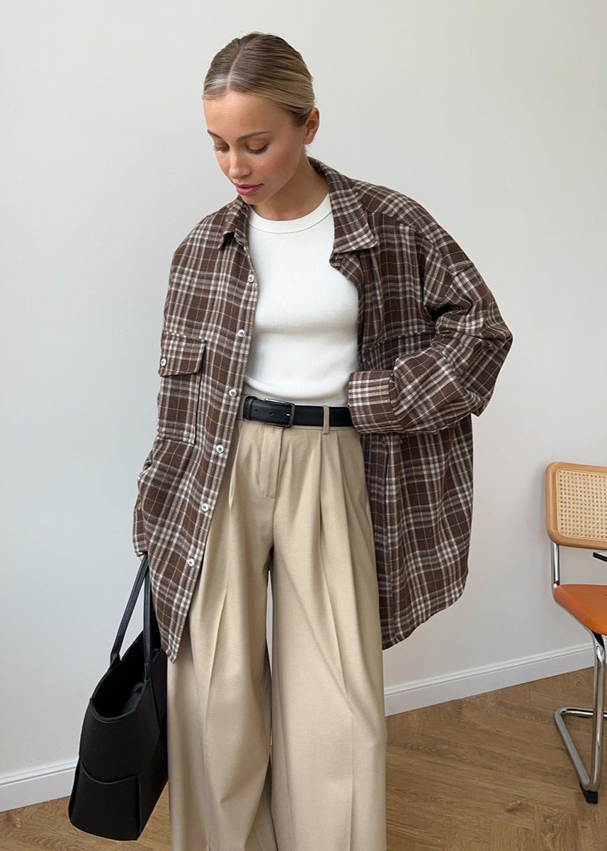 Ivyshape | Plaid Long-Sleeve Shirt for Women