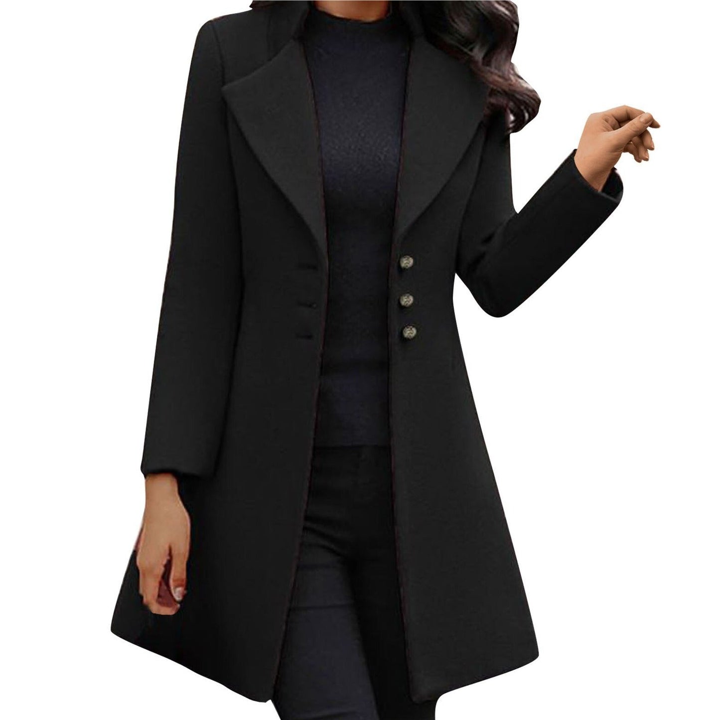 Ivyshape | Long Sleeve Stylish Wool Coat