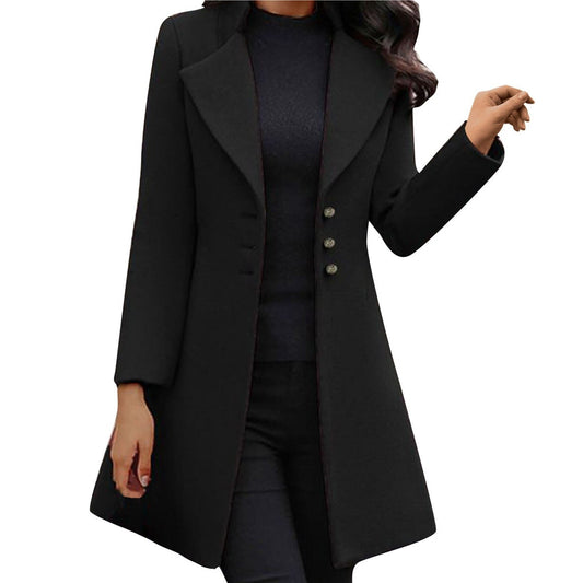 Ivyshape | Italian Long Sleeve Wool Coat