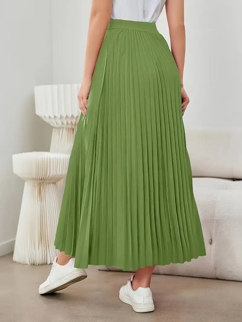 Ivyshape | Women's Stylish Pleated Skirt Long