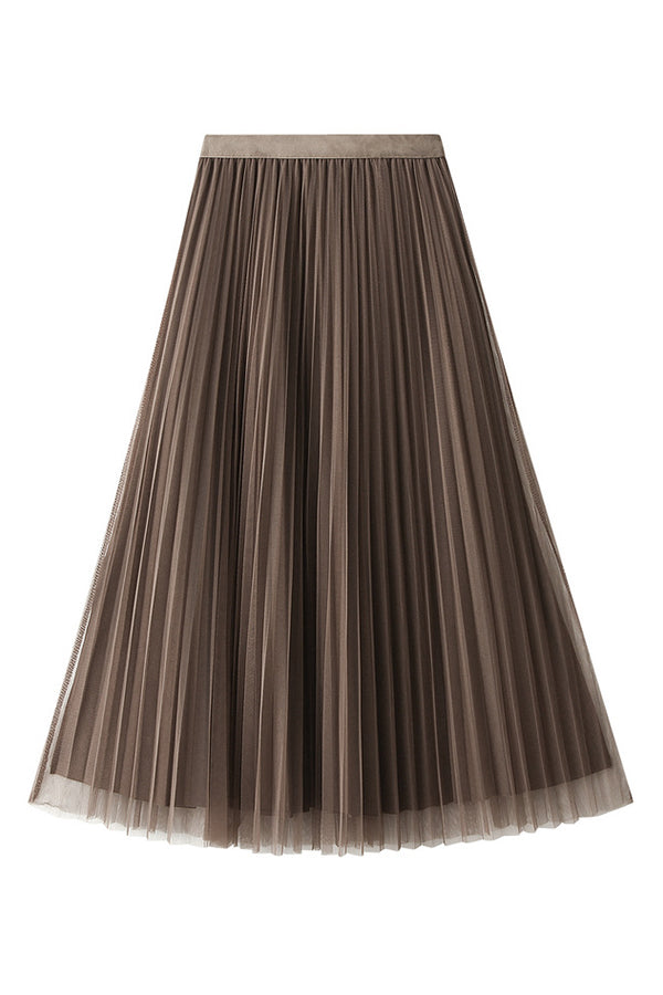 Ivyshape | Pleated A-Line Gauze Skirt