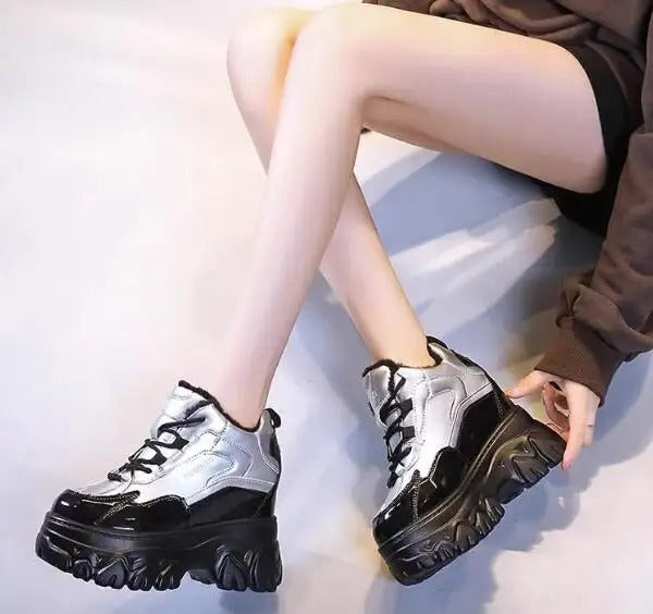 Chunky Lace-Up Platform Boots for Women