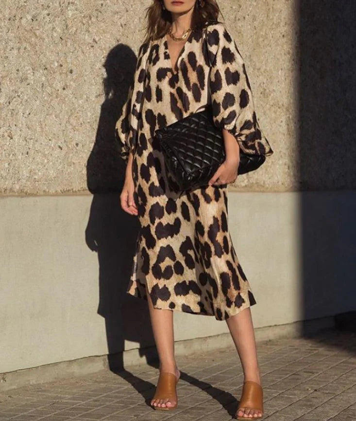 Woman Leopard Prints Maxi Dress