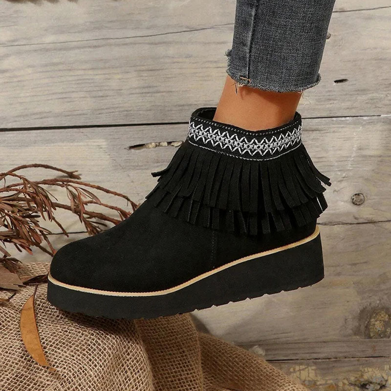 Ivyshape | Women's Tassel Ankle Boots Winter