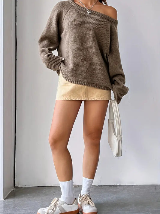 Ivyshape | Solid Color Crew Neck Sweater