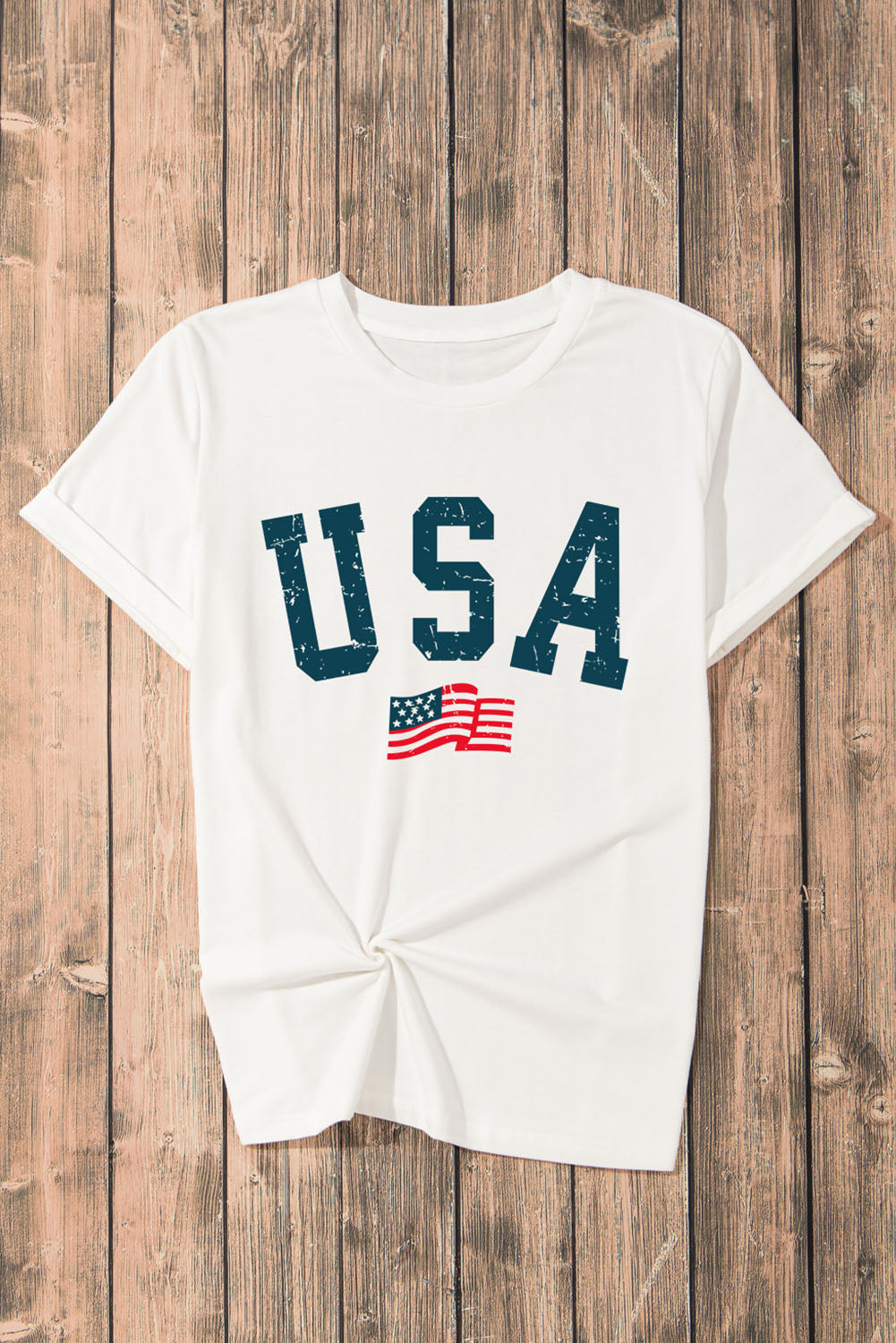 Ivyshape | Usa Round Neck Short Sleeve T-Shirt