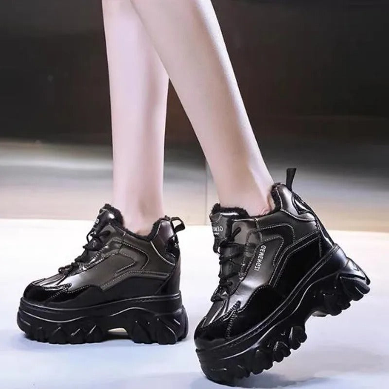 Chunky Lace-Up Platform Boots for Women