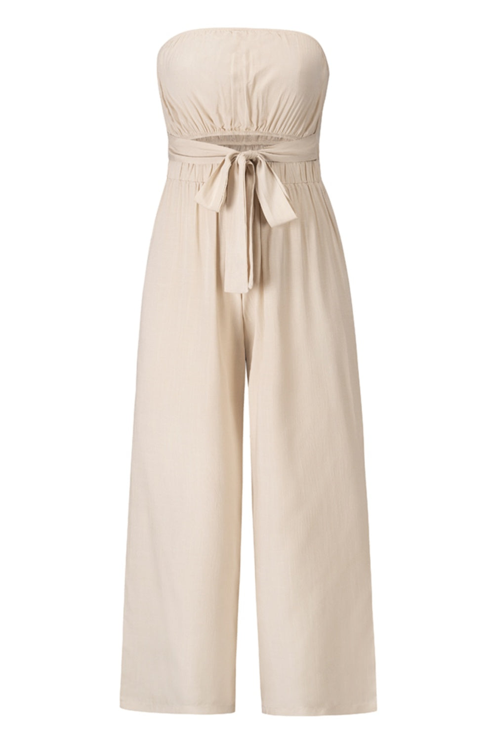 Ivyshape | Tied Cutout Tube Wide Leg Jumpsuit