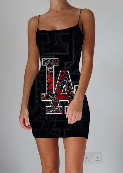 Guitar Dark IA Printed Sexy Slim Strap Dress