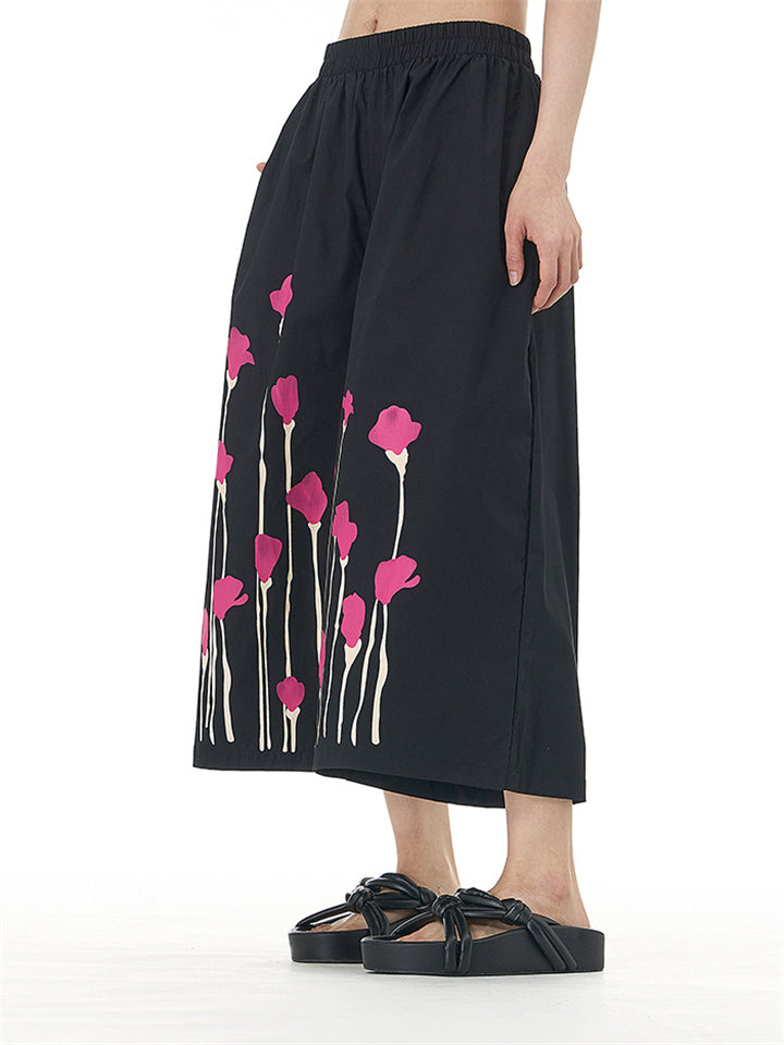 Floral Printed Loose Fit Casual Pants for Ladies