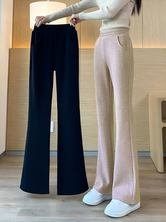 Ivyshape | Warm & Elegant Flared Velvet Pants for Winter