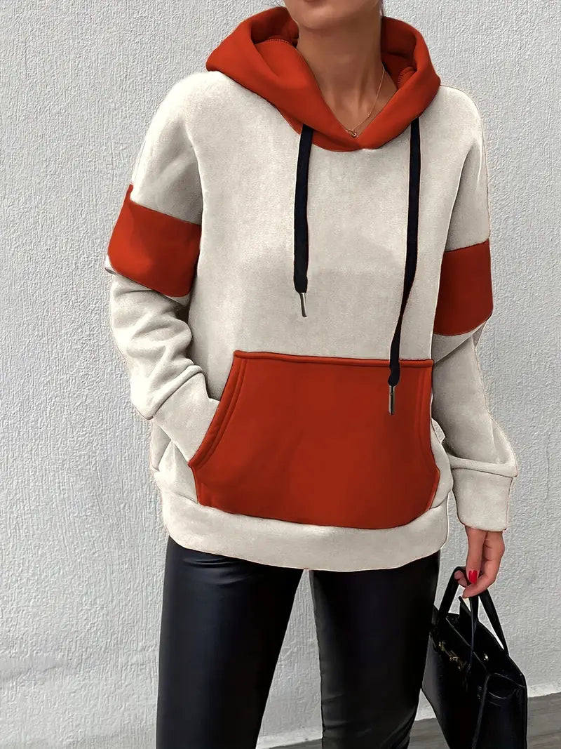 Ivyshape | Women’s hoodie with kangaroo pocket in block colors