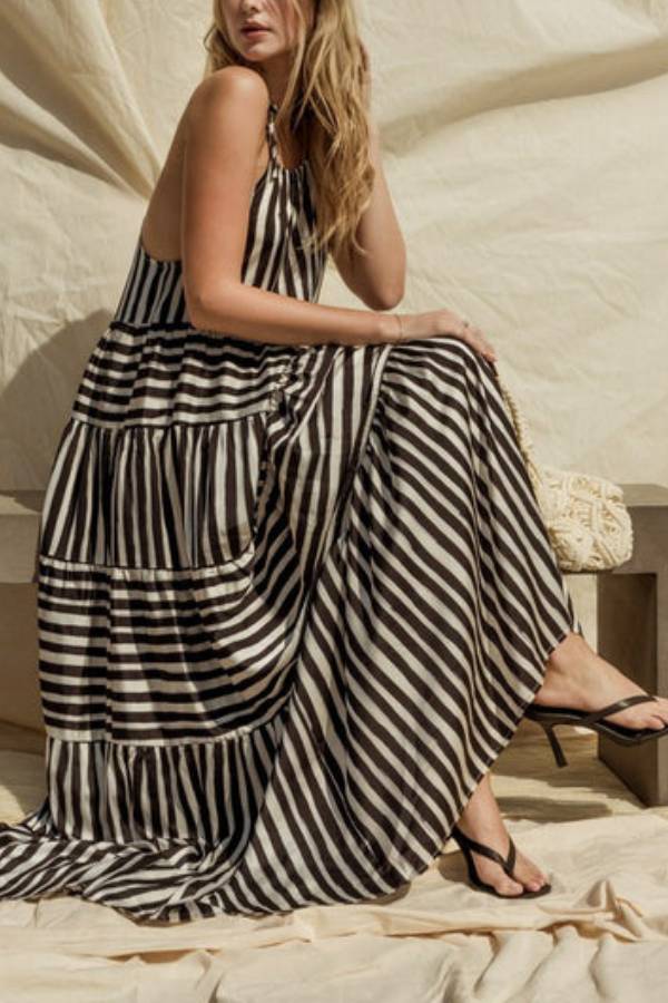 Ivyshape | Stripe Maxi Tiered Dress