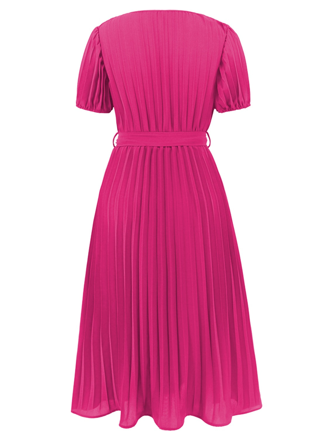 Ivyshape | Pleated Surplice Tie Waist Midi Dress