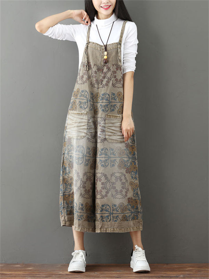 Casual Printed Wide-leg Pants Jumpsuits