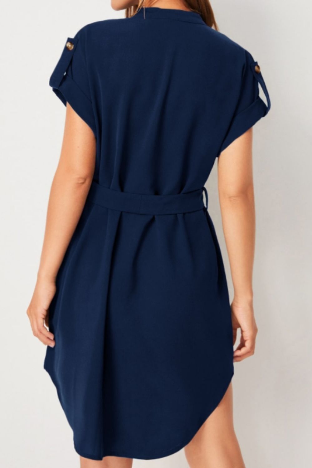 Ivyshape | Tied Notched Short Sleeve Dress