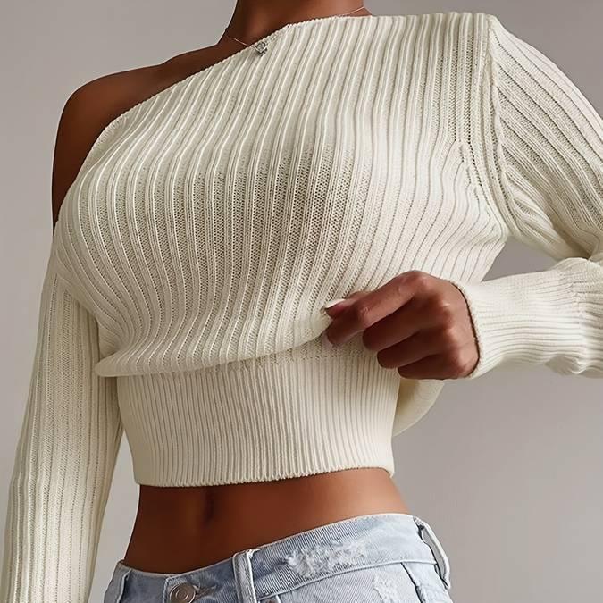 Ivyshape | Women's Asymmetric Knit Short Sweater