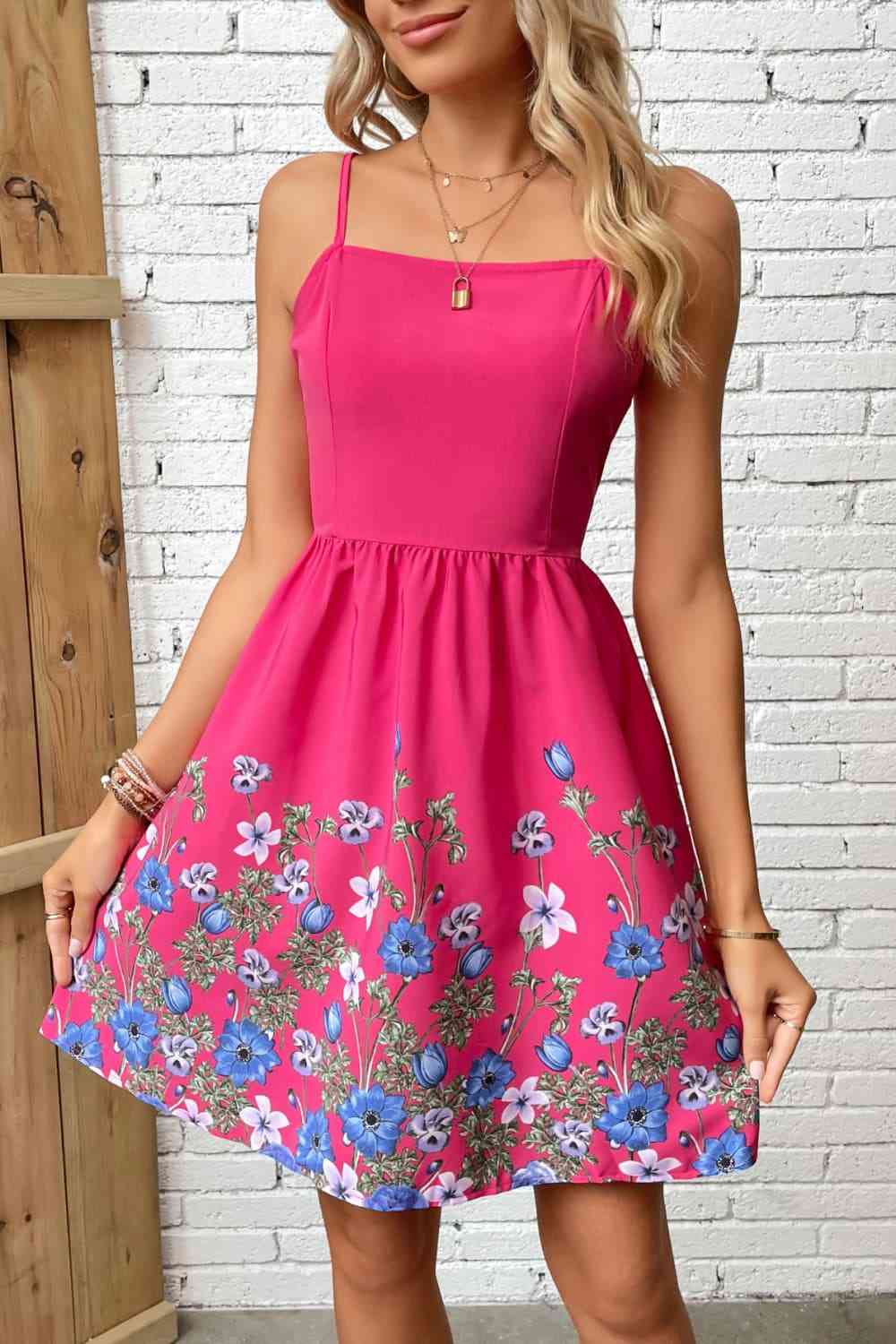 Floral Spaghetti Strap Mini Dress