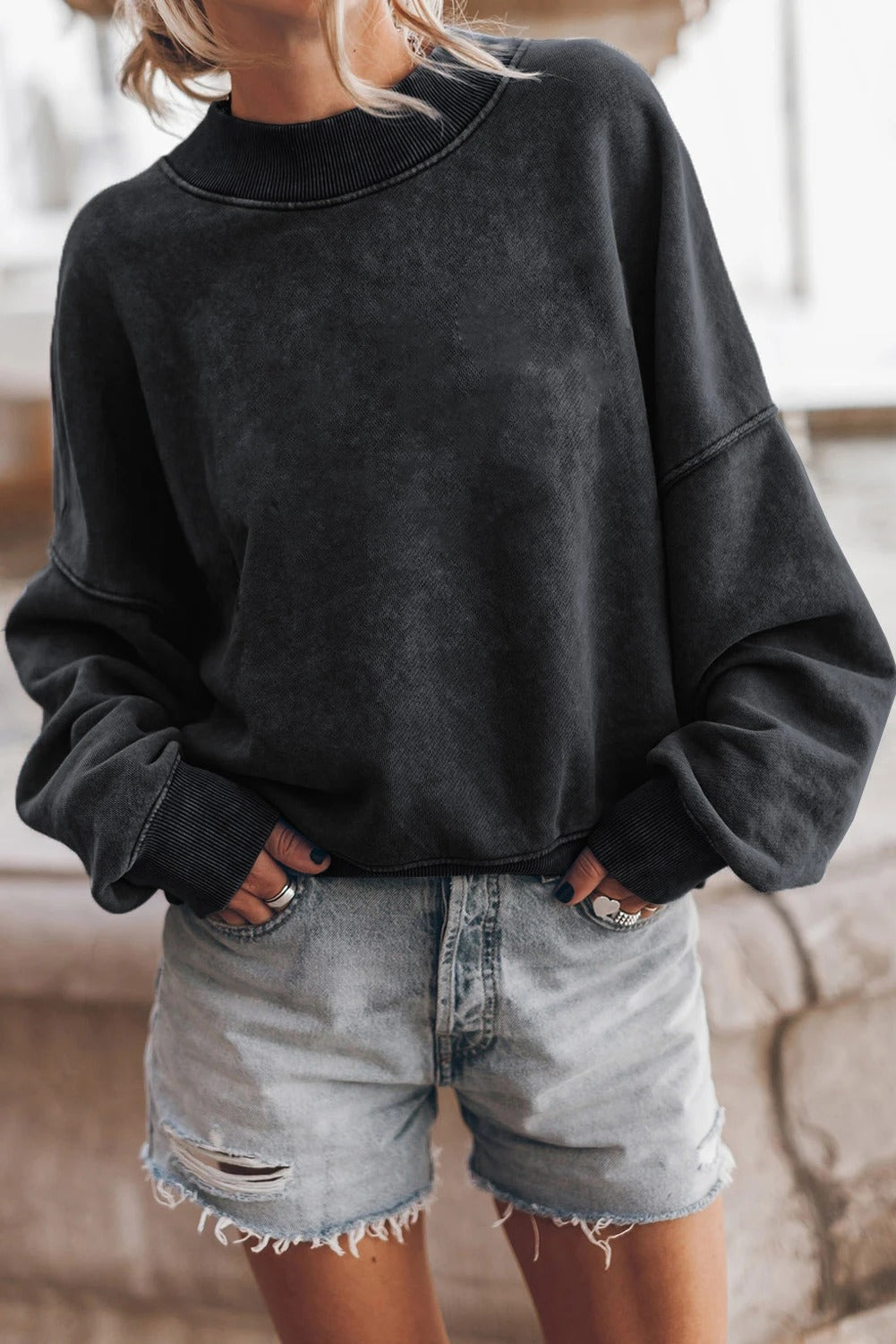 Ivyshape | Drop Shoulder Pullover Sweatshirt