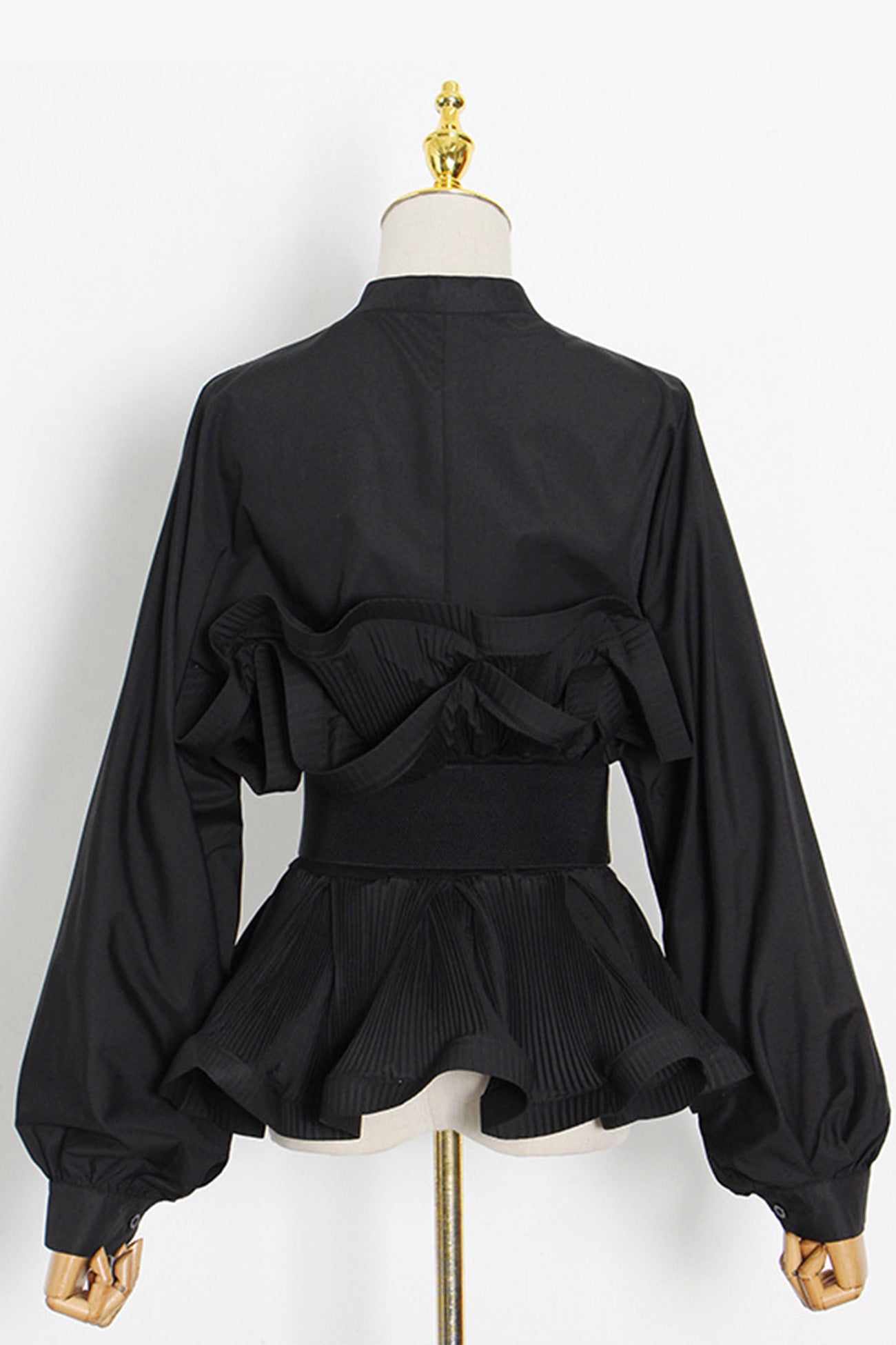 Ruffle Belt Long Sleeve Blouse