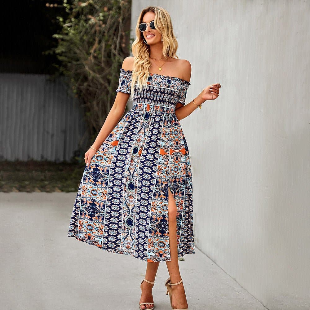 Ivyshape | Women's Off Shoulder Dress Midi