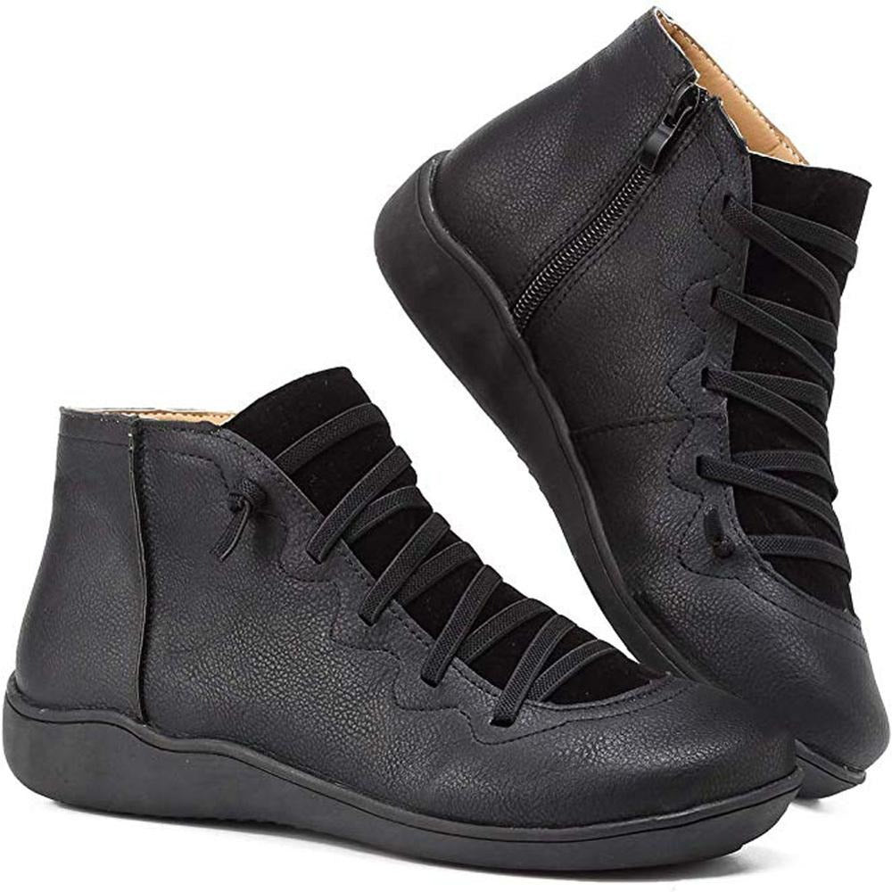 Ivyshape | Lace-Up Leather Ankle Shoes