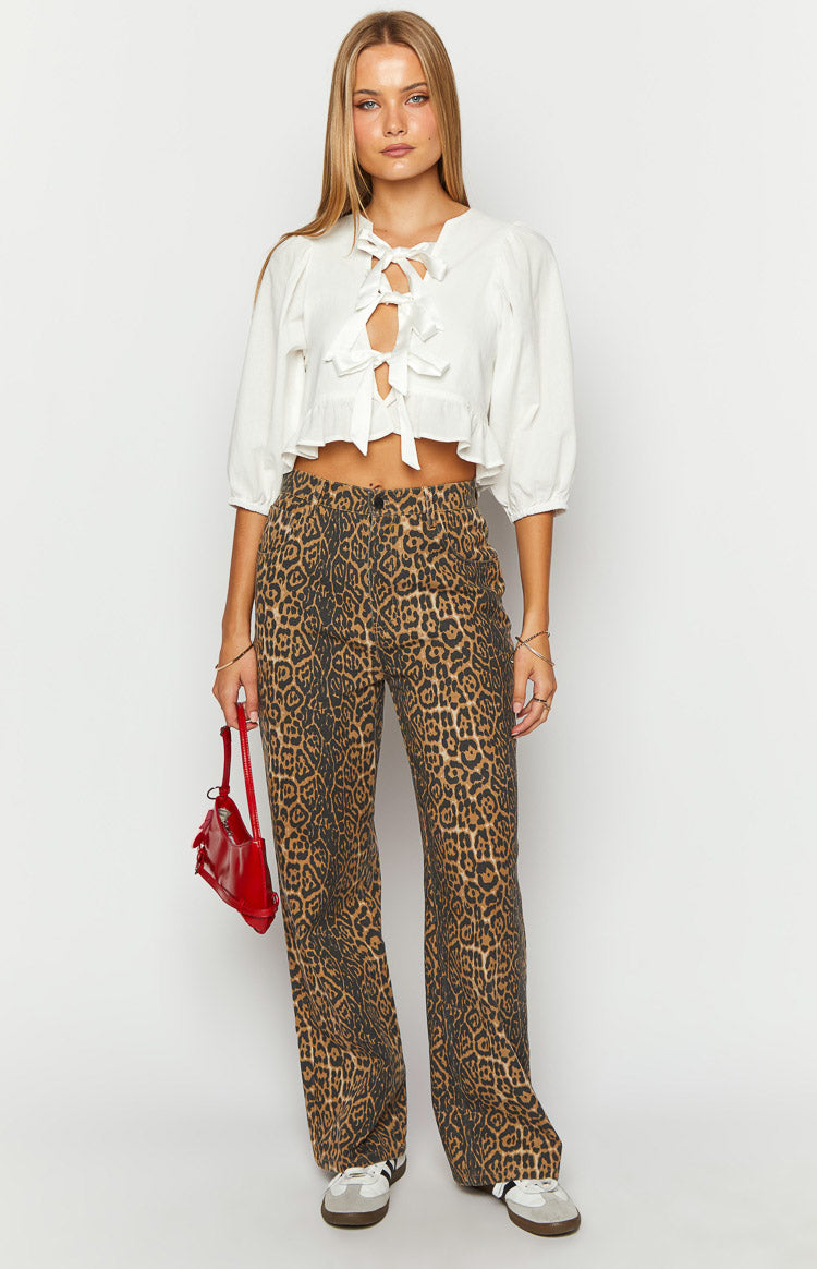 Ivyshape | Leopard Print Straight Fit Jeans