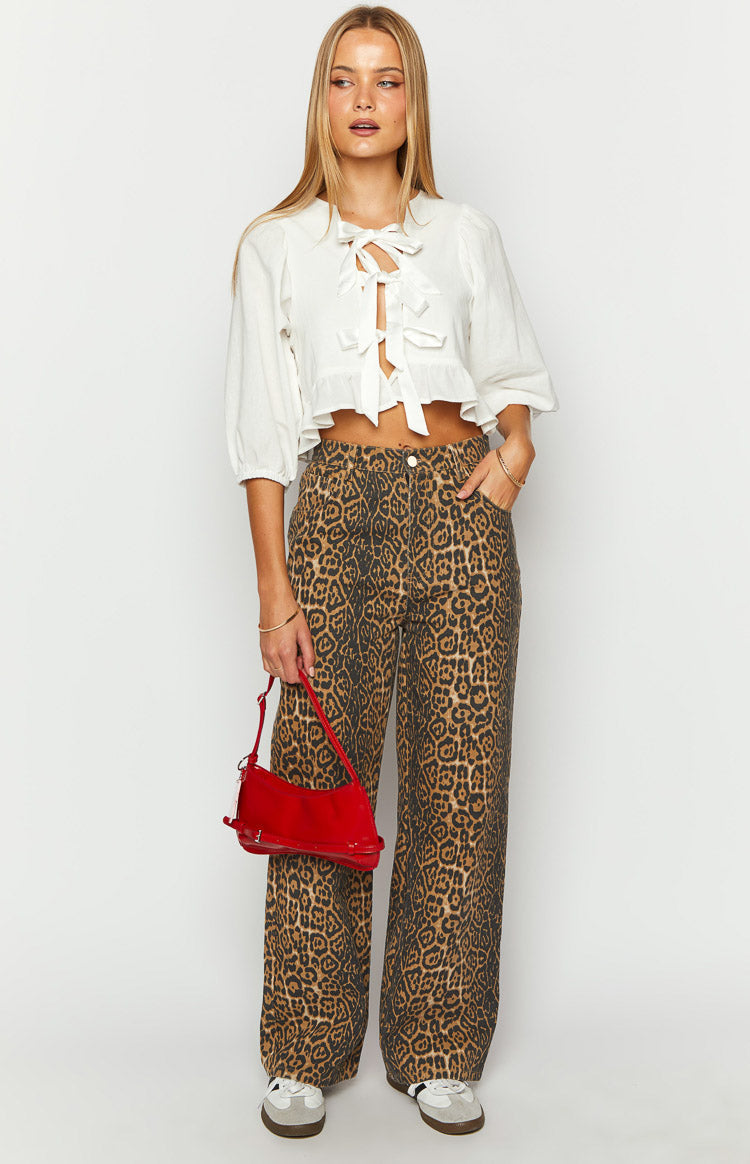 Ivyshape | Leopard Print Straight Fit Jeans