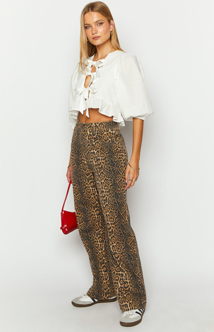 Ivyshape | Leopard Print Straight Fit Jeans