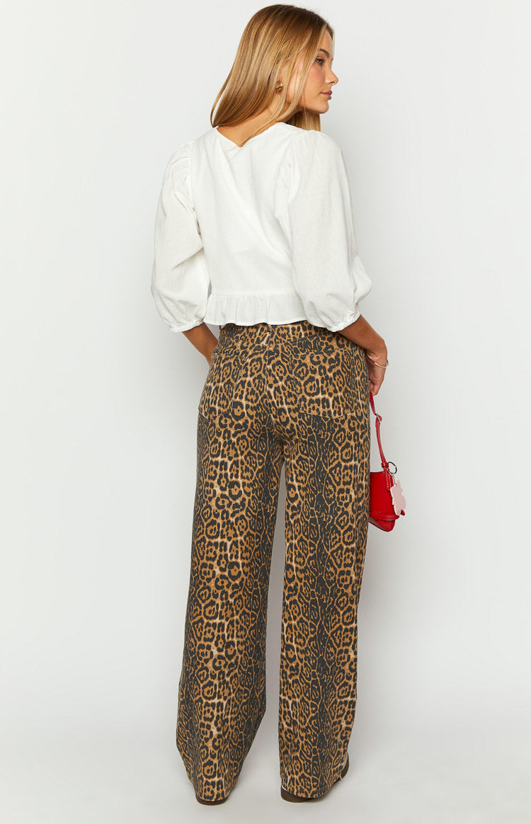 Ivyshape | Leopard Print Straight Fit Jeans