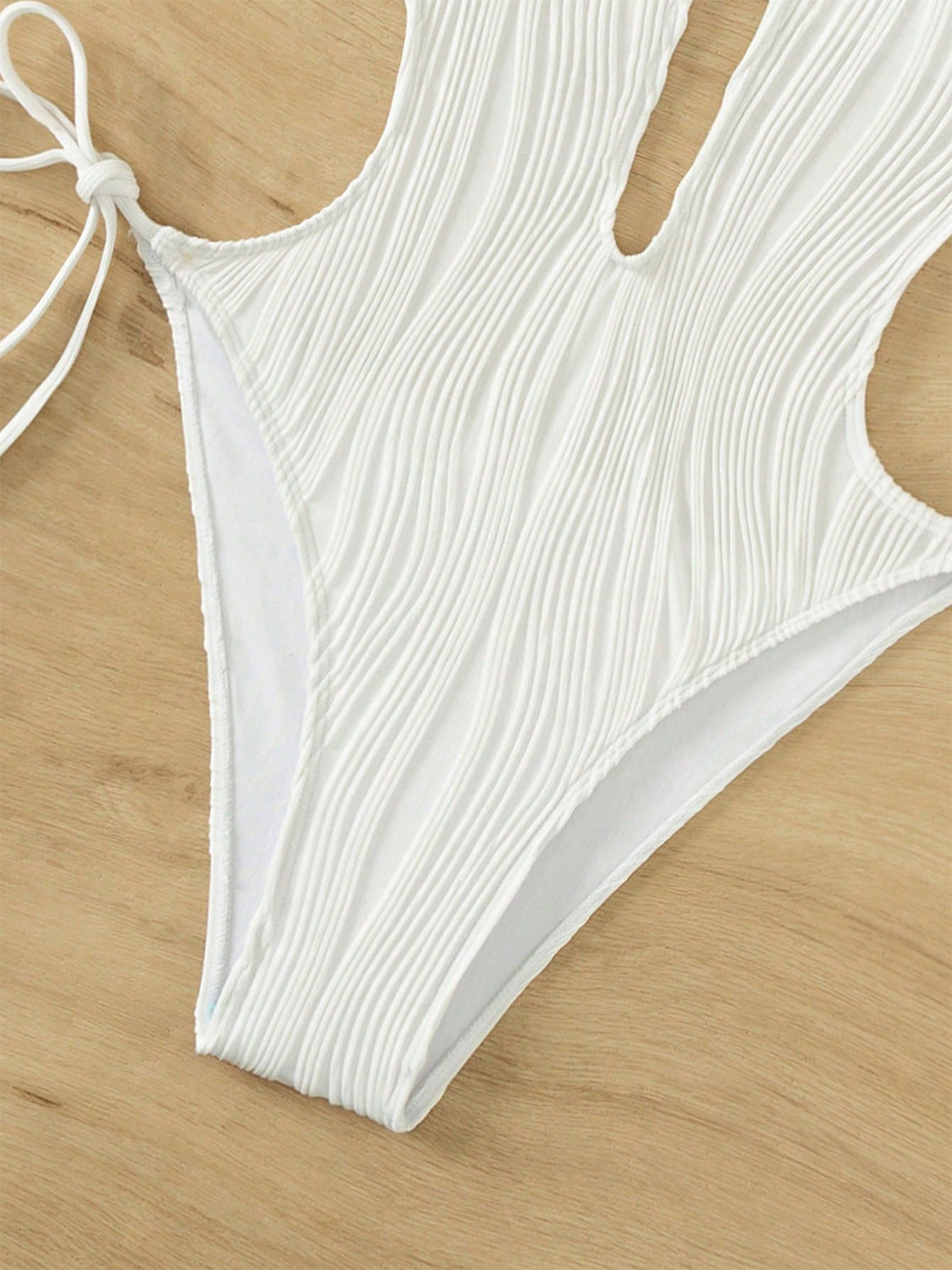 Ivyshape | Textured Cutout Tied One-Piece Swimwear