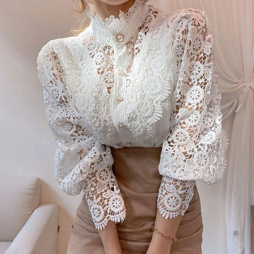 Sexy Long-Sleeve Lace Blouse for Women