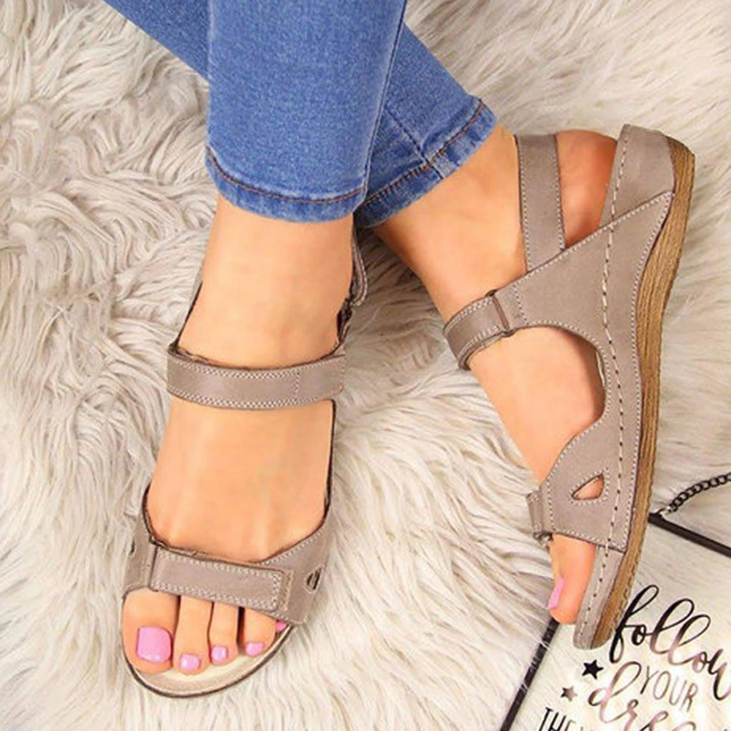 Breathable Open Toe Flat Sandals for Women