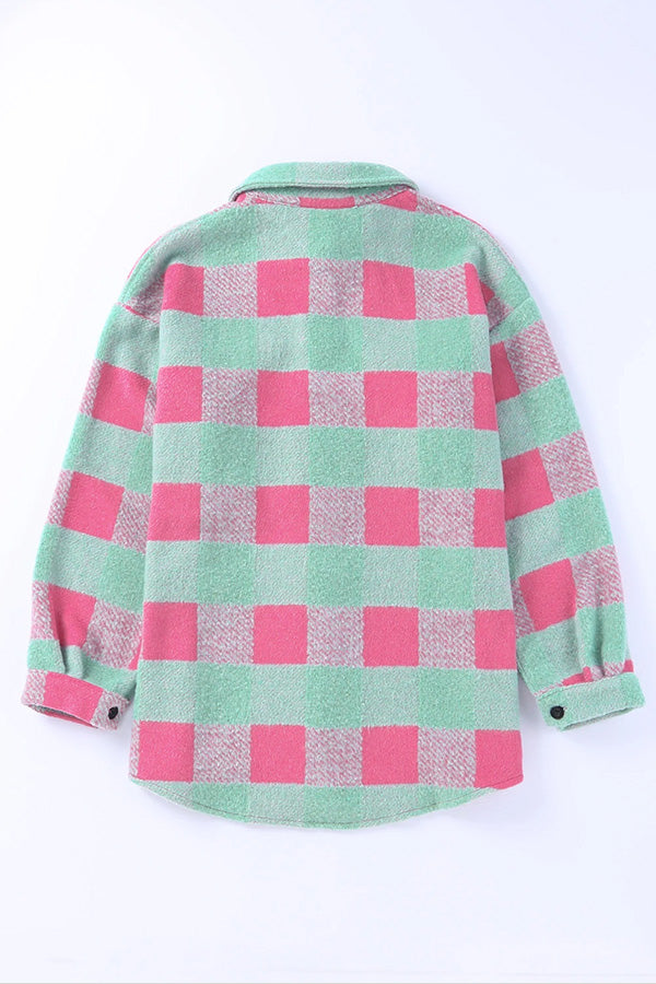 Ivyshape | Plaid Colorblock Casual Oversized Jacket