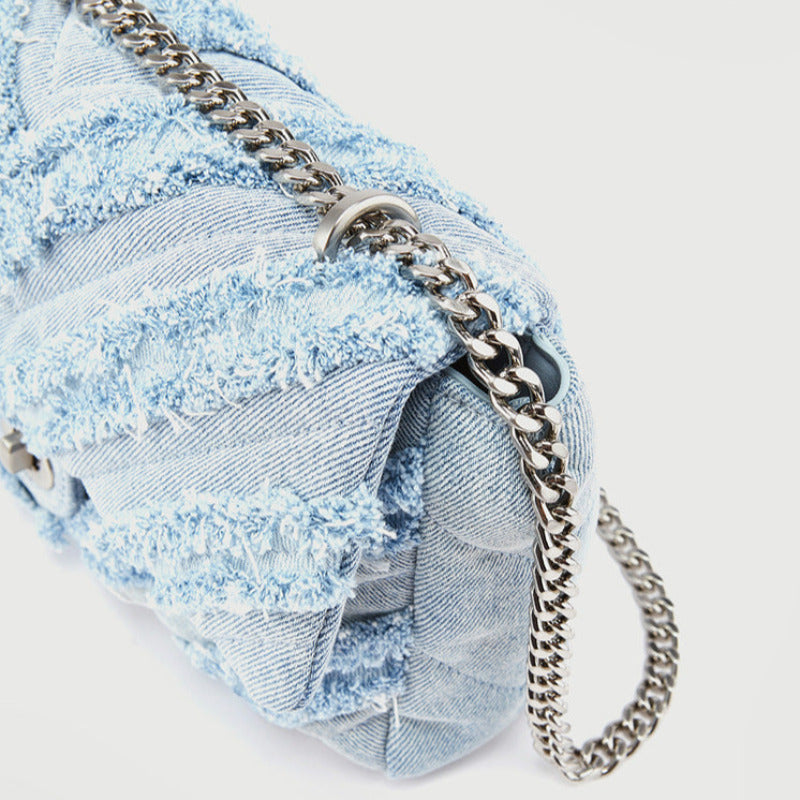 Ivyshape | Stylish Light Blue Denim Shoulder Bag for Women