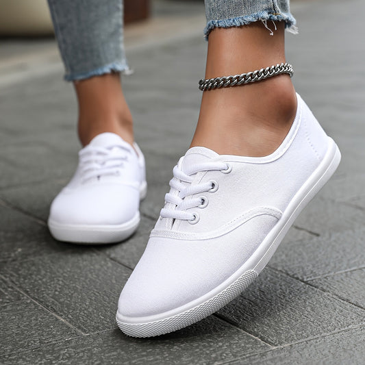 Ivyshape | Comfortable Low Top Canvas Lace-Up Shoes